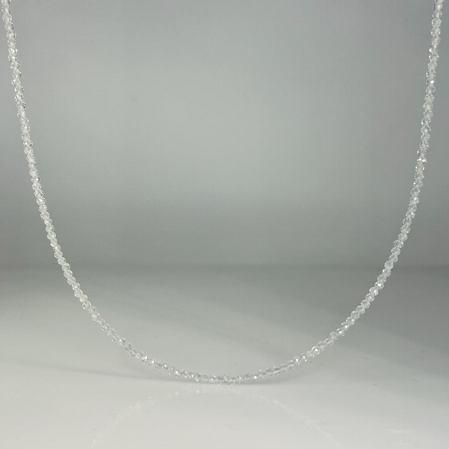 White Topaz Beaded Necklace 2mm