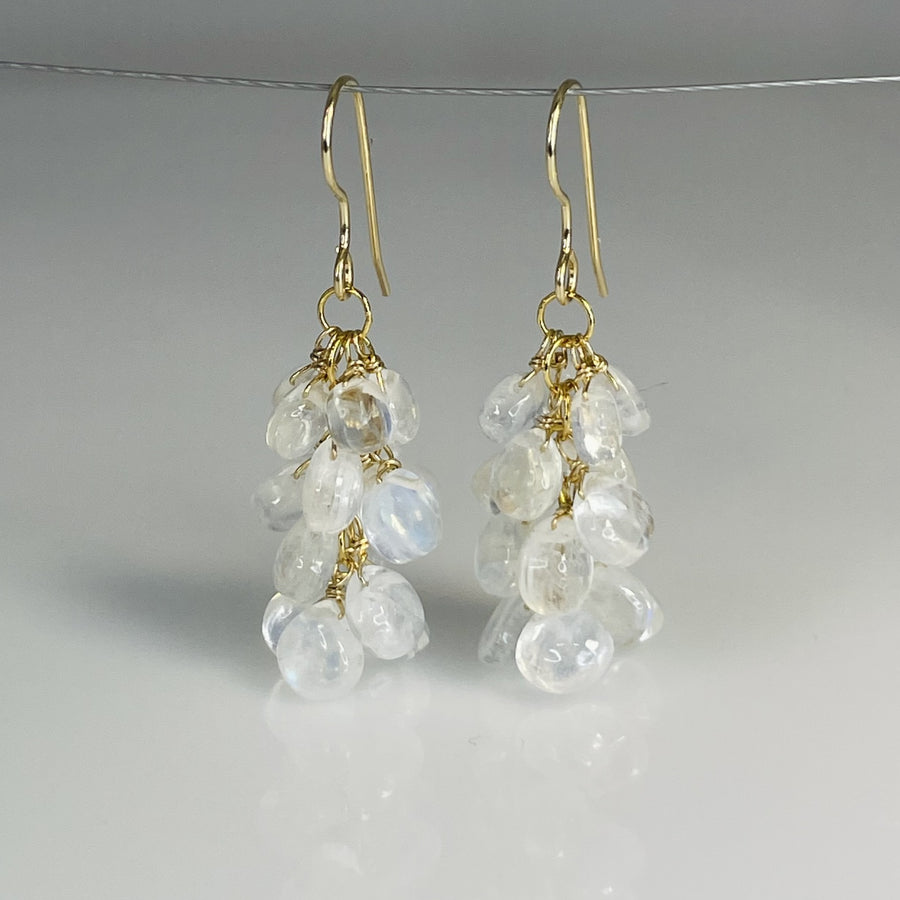 Rainbow Moonstone Multi Drop Earrings 6mm