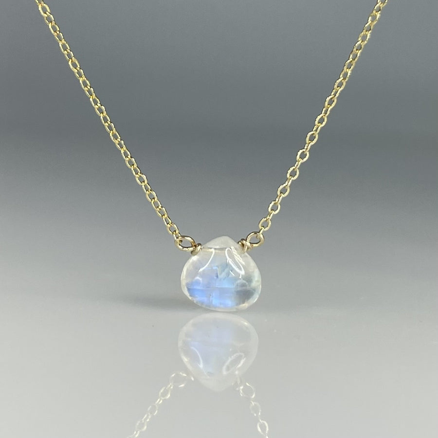 Rainbow Moonstone Drop Necklace 8mm