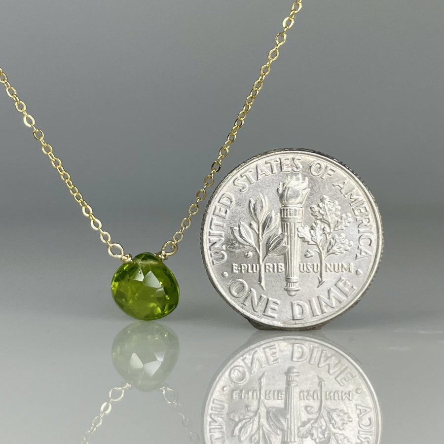 Peridot Drop Necklace 8mm