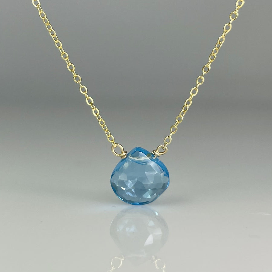 Blue Topaz Drop Necklace 9mm