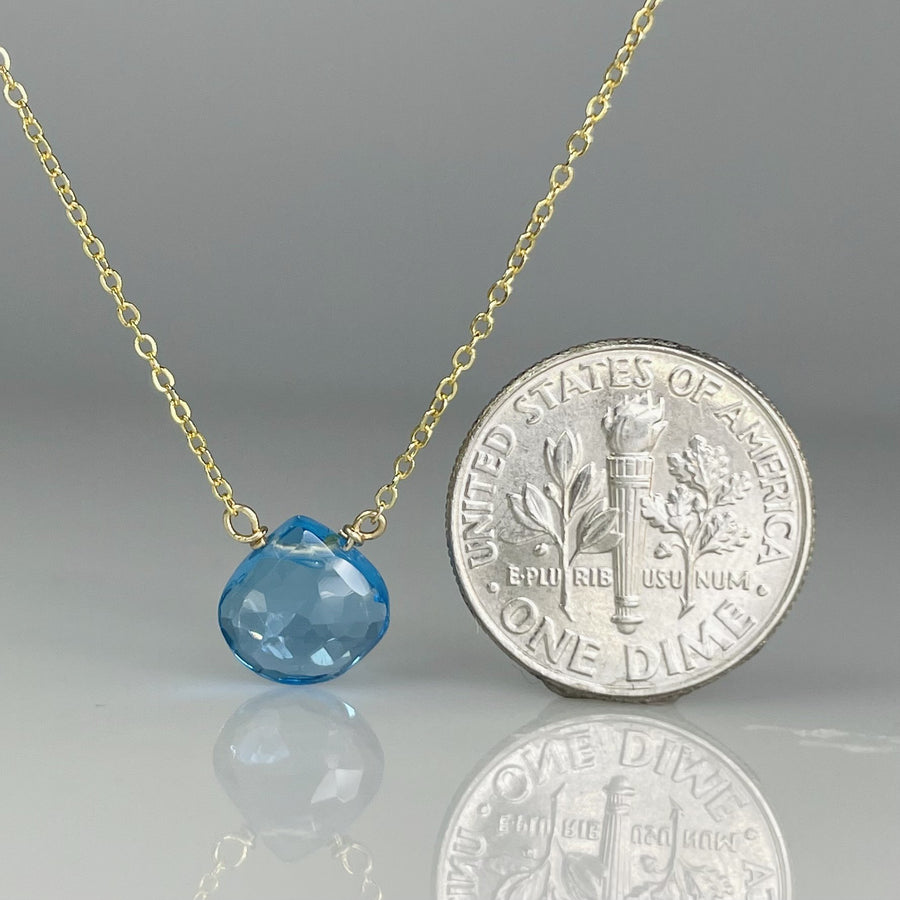 Blue Topaz Drop Necklace 9mm