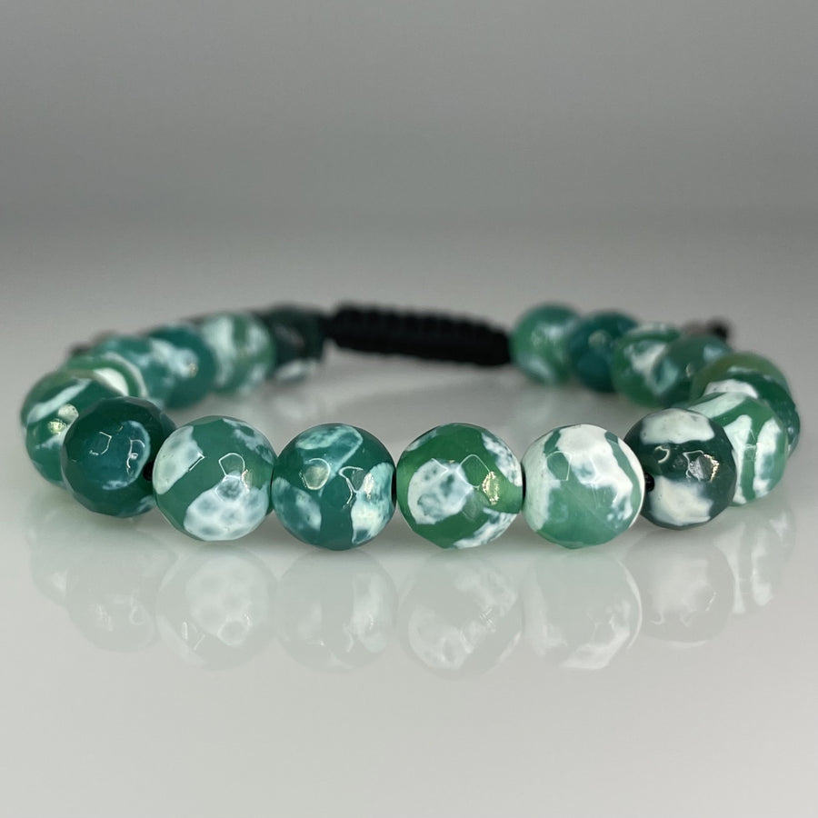 Green Agate Macrame Bracelet 8mm