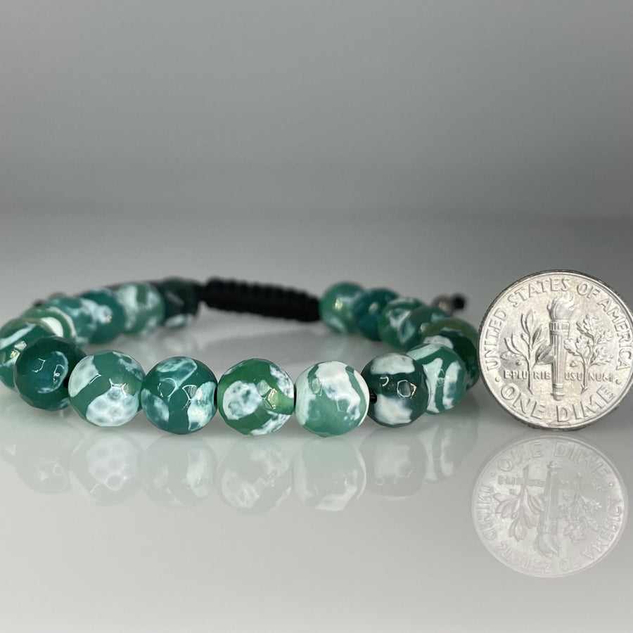 Green Agate Macrame Bracelet 8mm