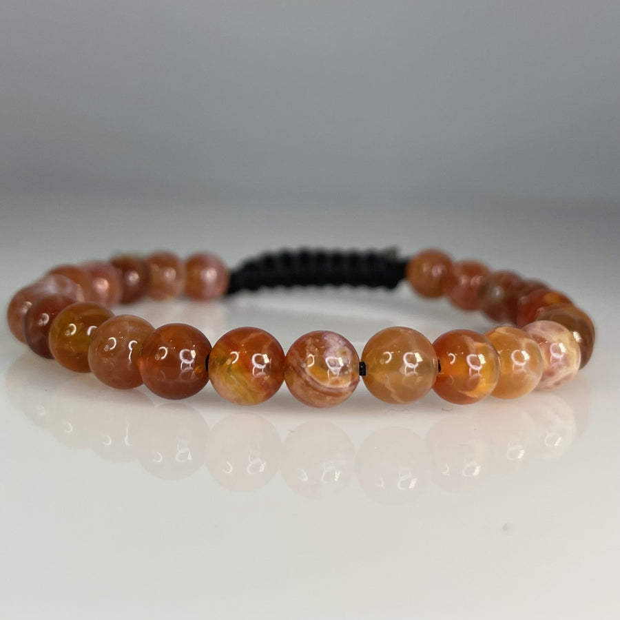 Fire Agate Macrame Bracelet 6mm