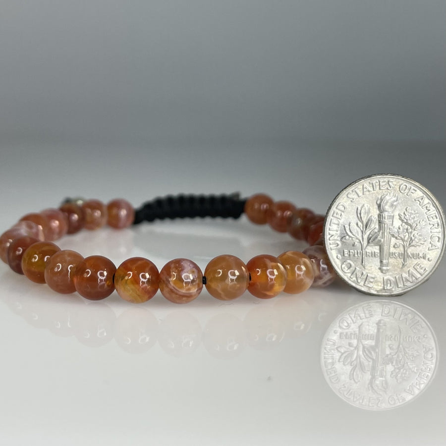 Fire Agate Macrame Bracelet 6mm