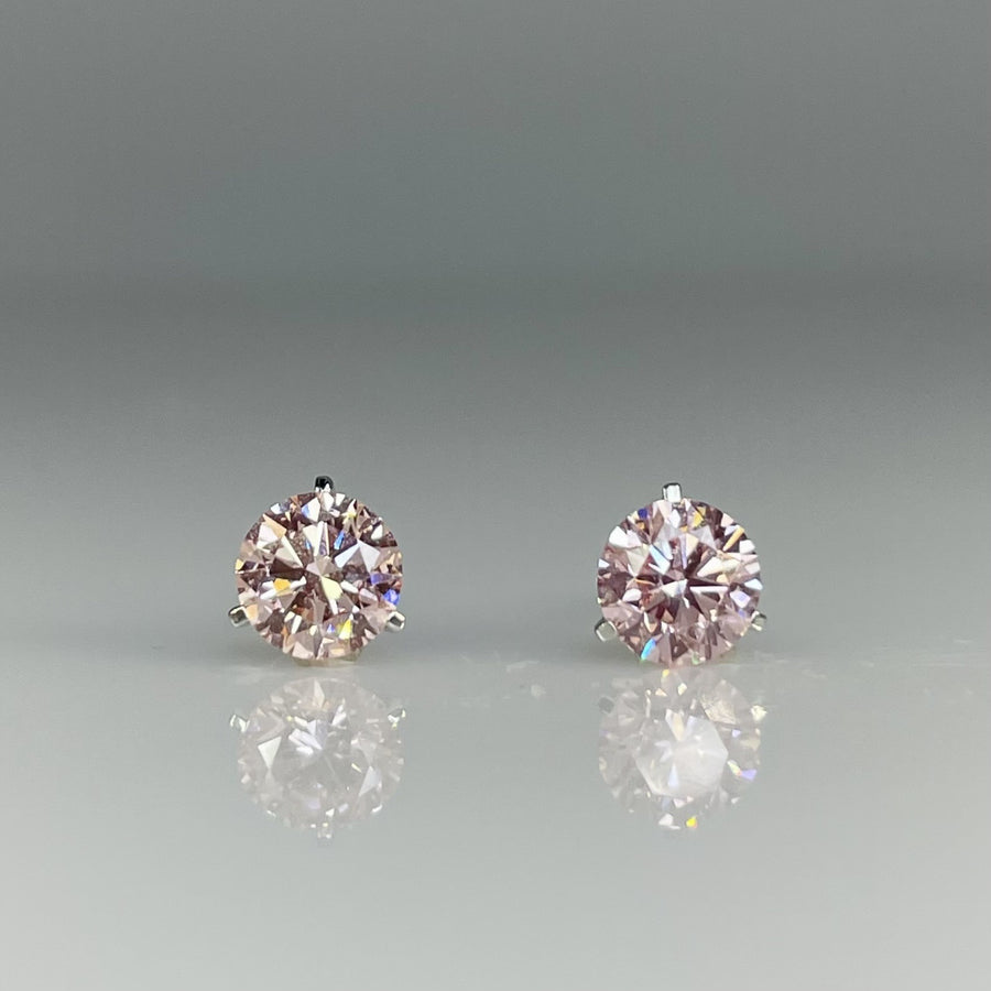 14K White Gold Lab Grown Pink Diamond Stud Earrings 1.20ct