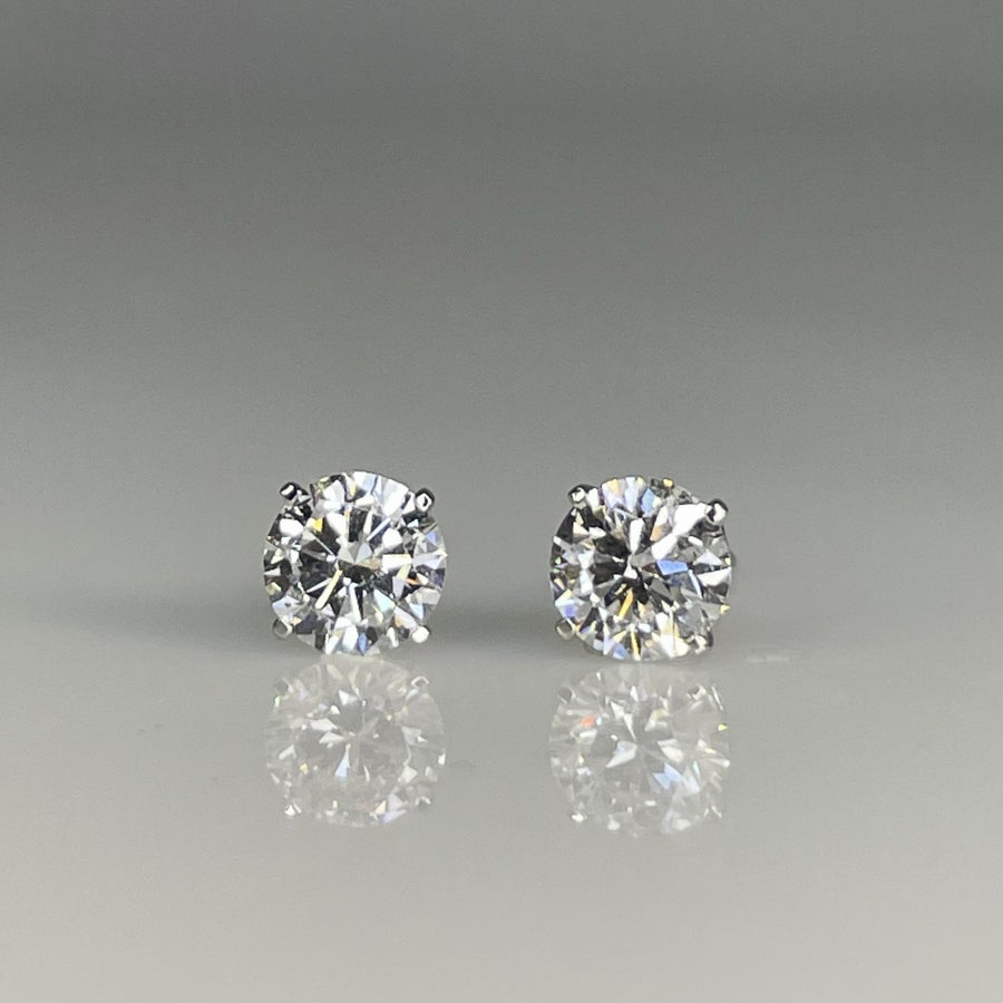 14K White Gold Lab Grown Diamond Stud Earrings 1.25ct VVS/VS F/G