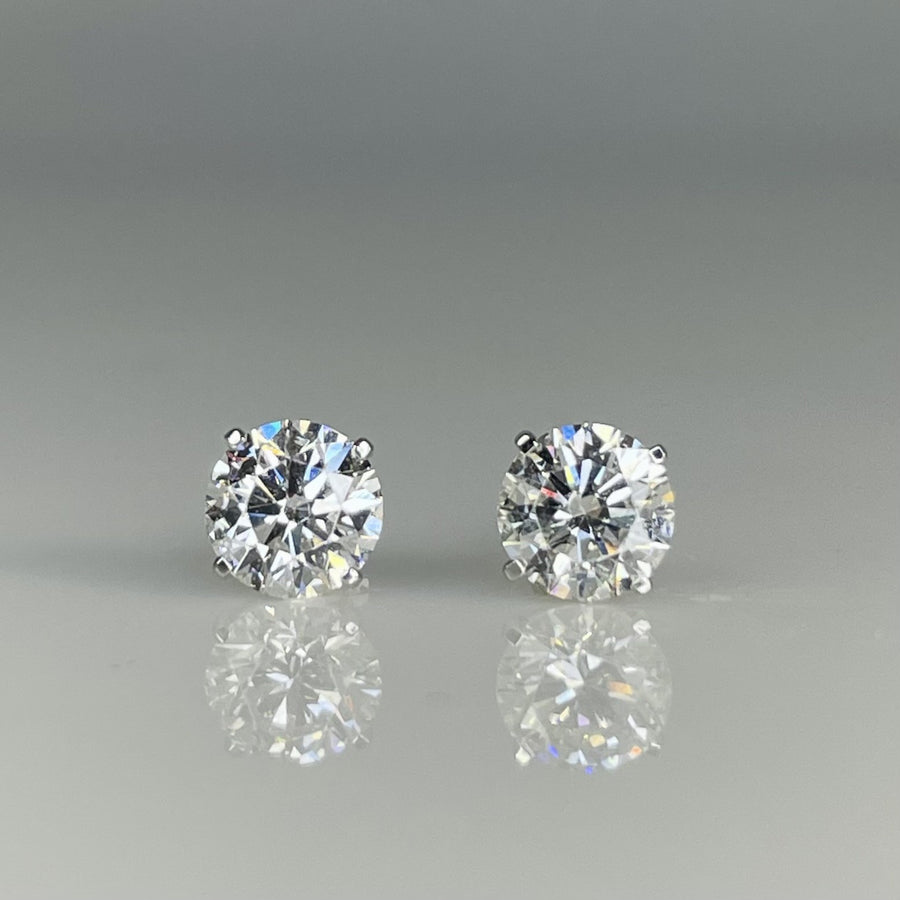 14K White Gold Lab Grown Diamond Stud Earrings 1.22ct VS F/G