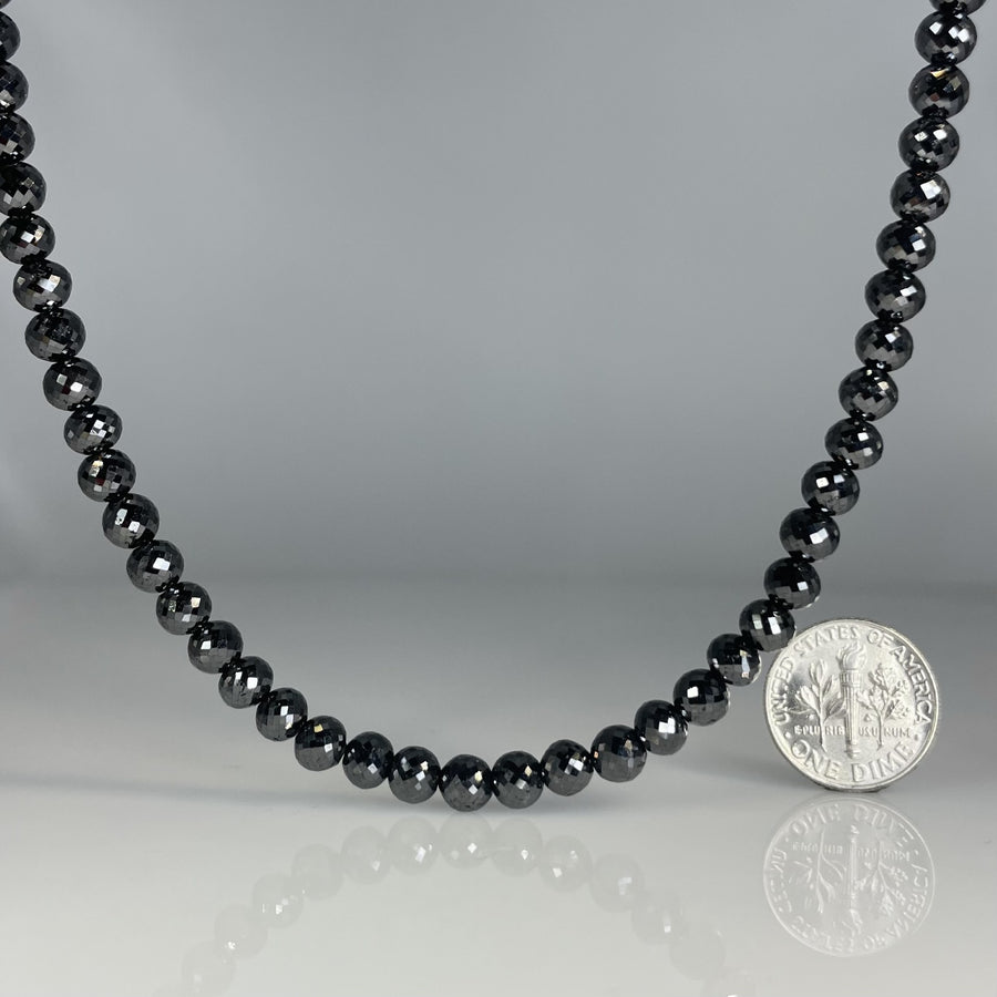 14K White Gold Beaded Black Diamond Necklace 116ct