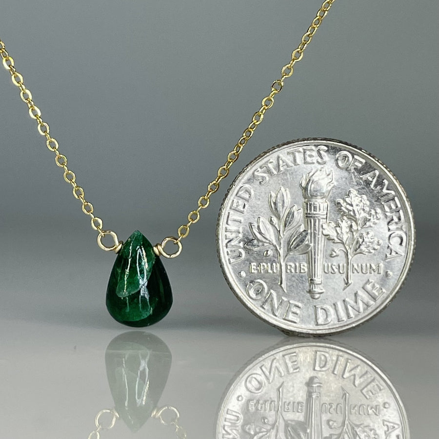 Pear Shaped Emerald Drop Necklace 9mm