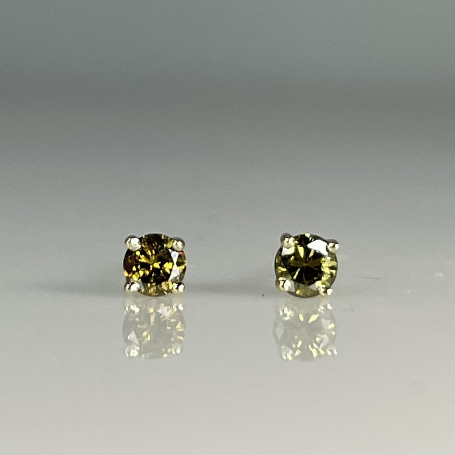 14K Yellow Gold Champagne Diamond Stud Earrings 0.25ct