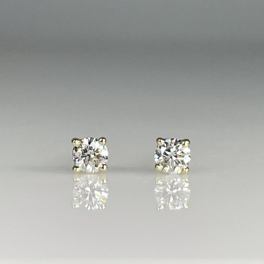 14K Yellow Gold Diamond Stud Earrings 0.22ct