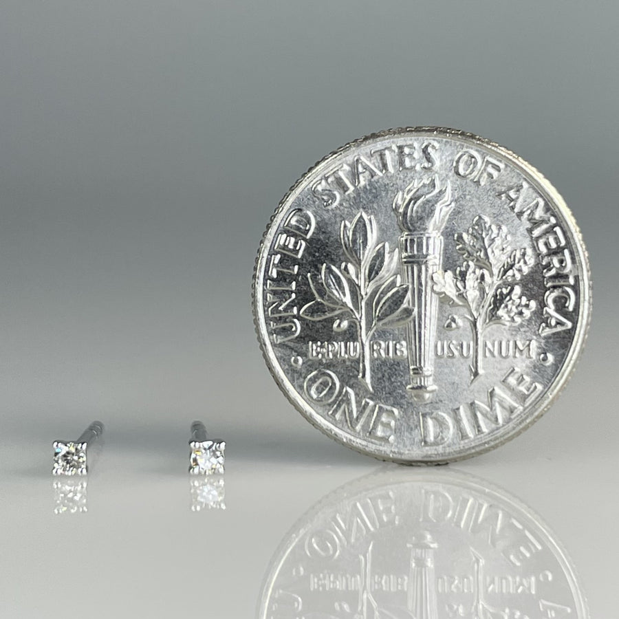 14K White Gold Diamond Studs 0.04ct