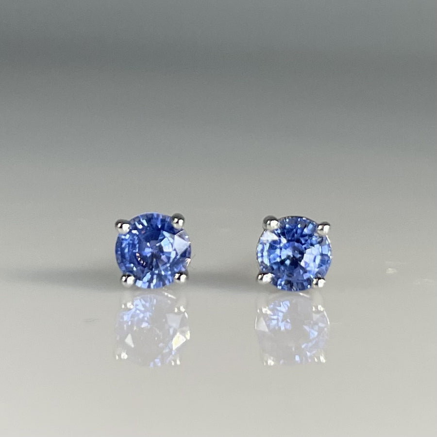 14K White Gold Blue Sapphire Stud Earrings 0.93ct