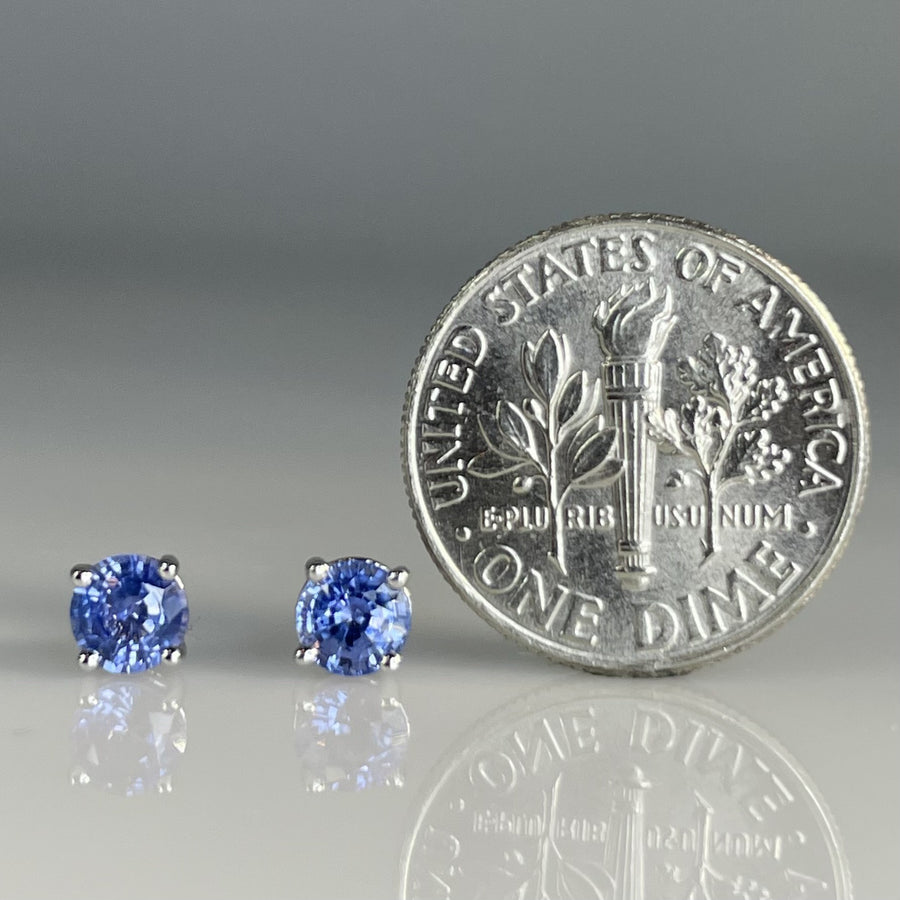 14K White Gold Blue Sapphire Stud Earrings 0.93ct