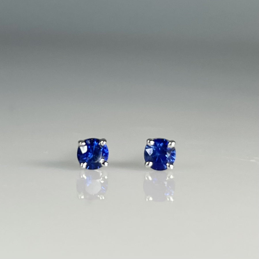 14K White Gold Blue Sapphire Stud Earrings 0.35ct