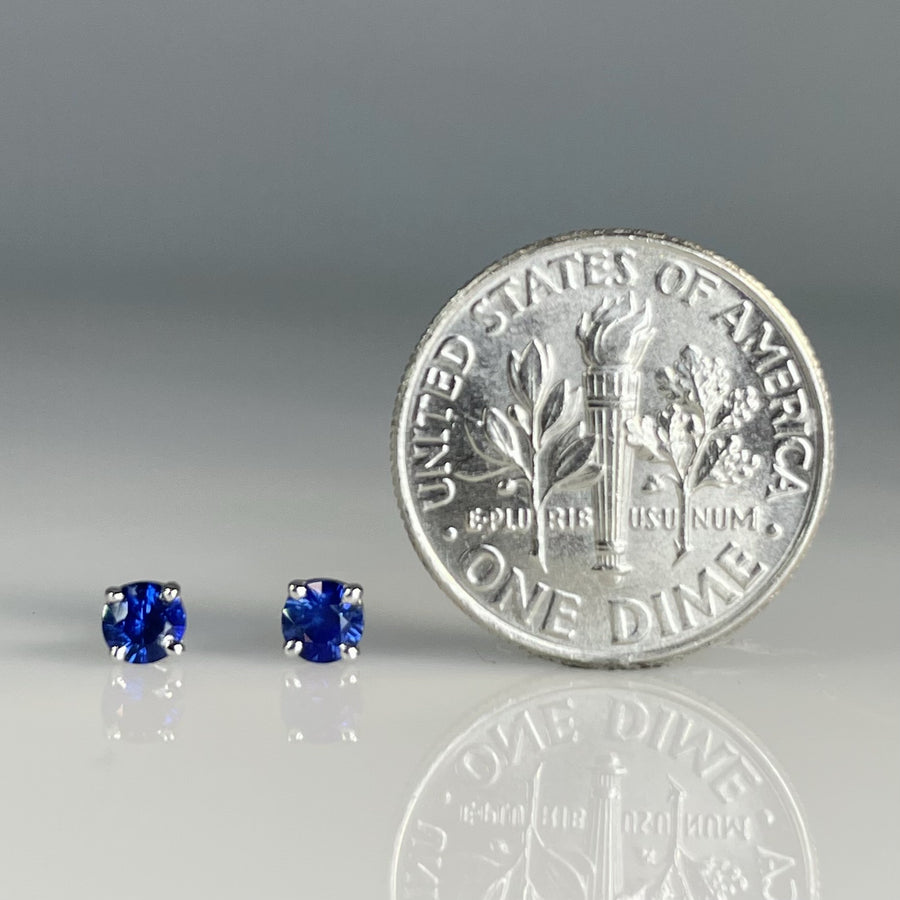 14K White Gold Blue Sapphire Stud Earrings 0.35ct