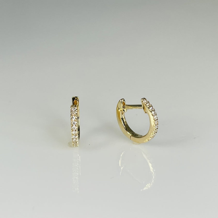 14K Yellow Gold Diamond Huggie Earrings 0.06ct