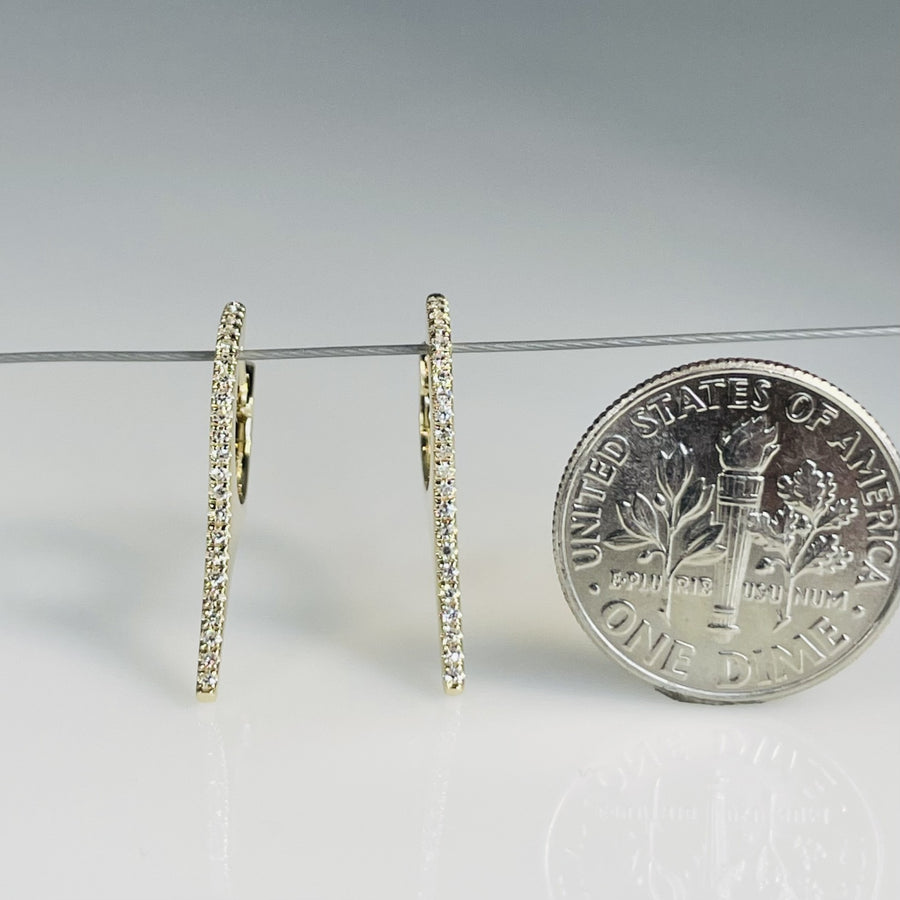 14K Yellow Gold Natural Diamond Spike Drop Earrings 0.11ct