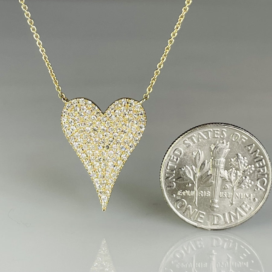 14K Yellow Gold Natural Diamond Heart Necklace 0.35ct