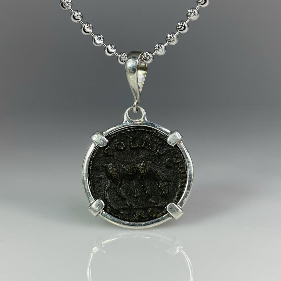 Sterling Silver Ancient Roman Coin Necklace (138-268 AD)