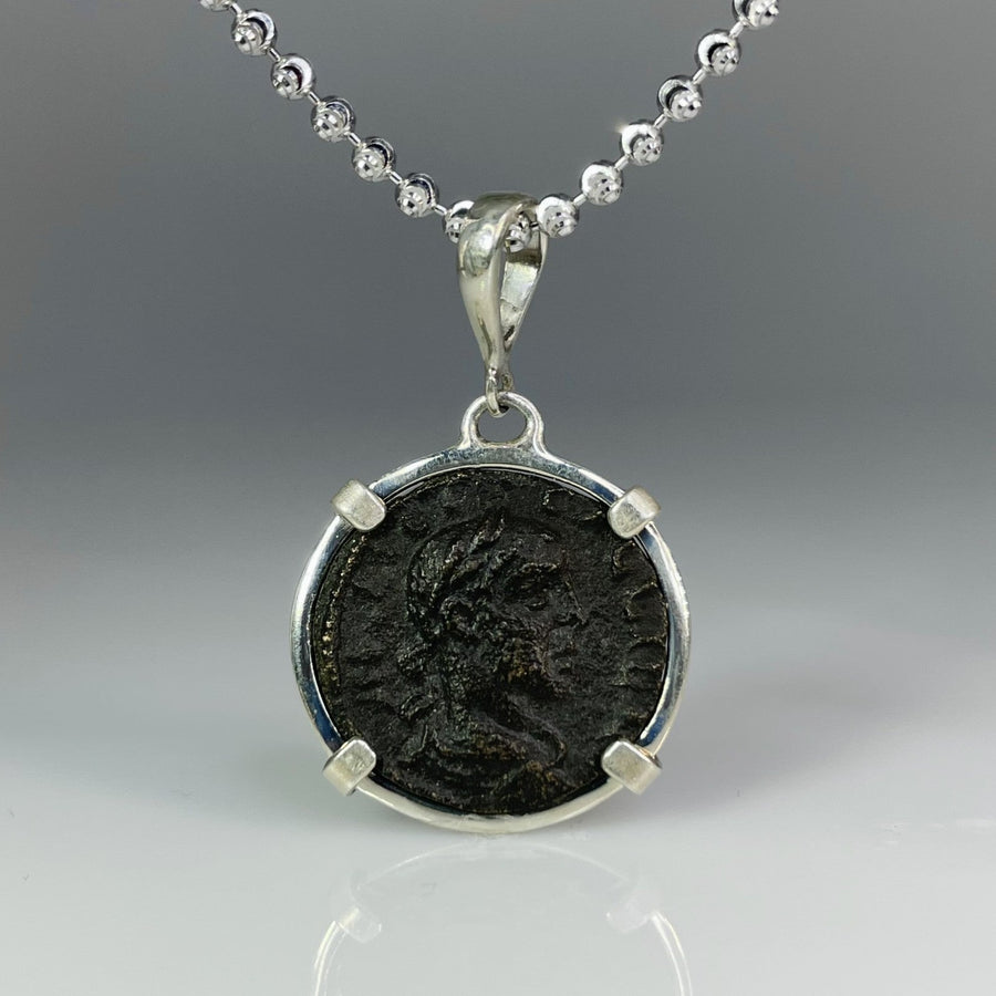 Sterling Silver Ancient Roman Coin Necklace (138-268 AD)