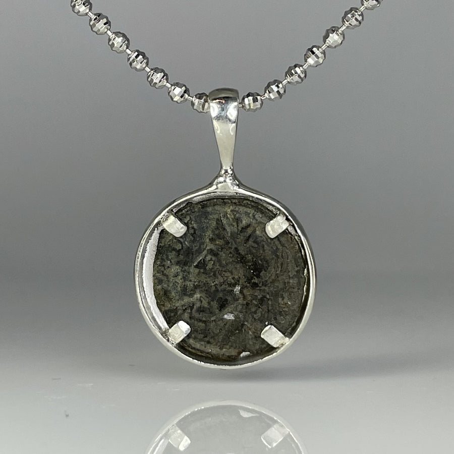 Sterling Silver Ancient Coin Necklace (Romulus & Remus 306-324 A.D.)