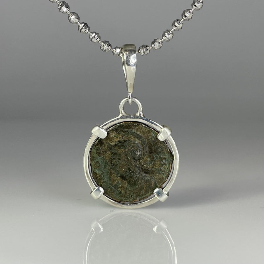 Sterling Silver Ancient Coin Necklace (Romulus & Remus 306-324 A.D)