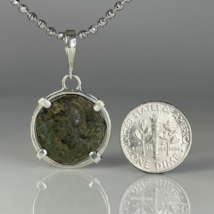 Sterling Silver Ancient Coin Necklace (Romulus & Remus 306-324 A.D)