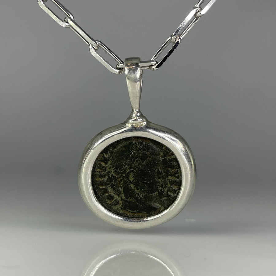 Sterling Silver Ancient Coin Necklace (Constantine the Great 306-337 A.D.)