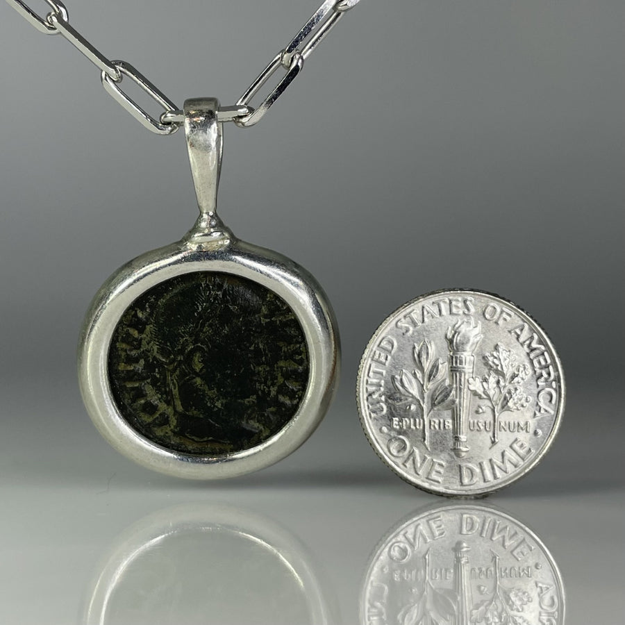 Sterling Silver Ancient Coin Necklace (Constantine the Great 306-337 A.D.)