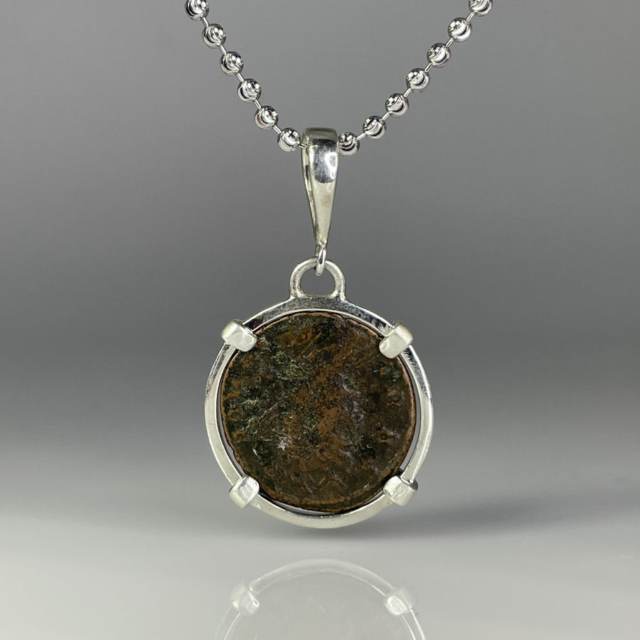 Sterling Silver Ancient Coin Necklace (Romulus and Remus 306-324 A.D.)