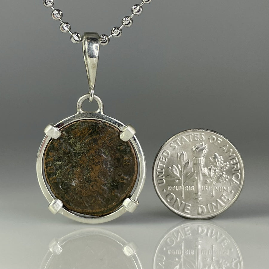 Sterling Silver Ancient Coin Necklace (Romulus and Remus 306-324 A.D.)