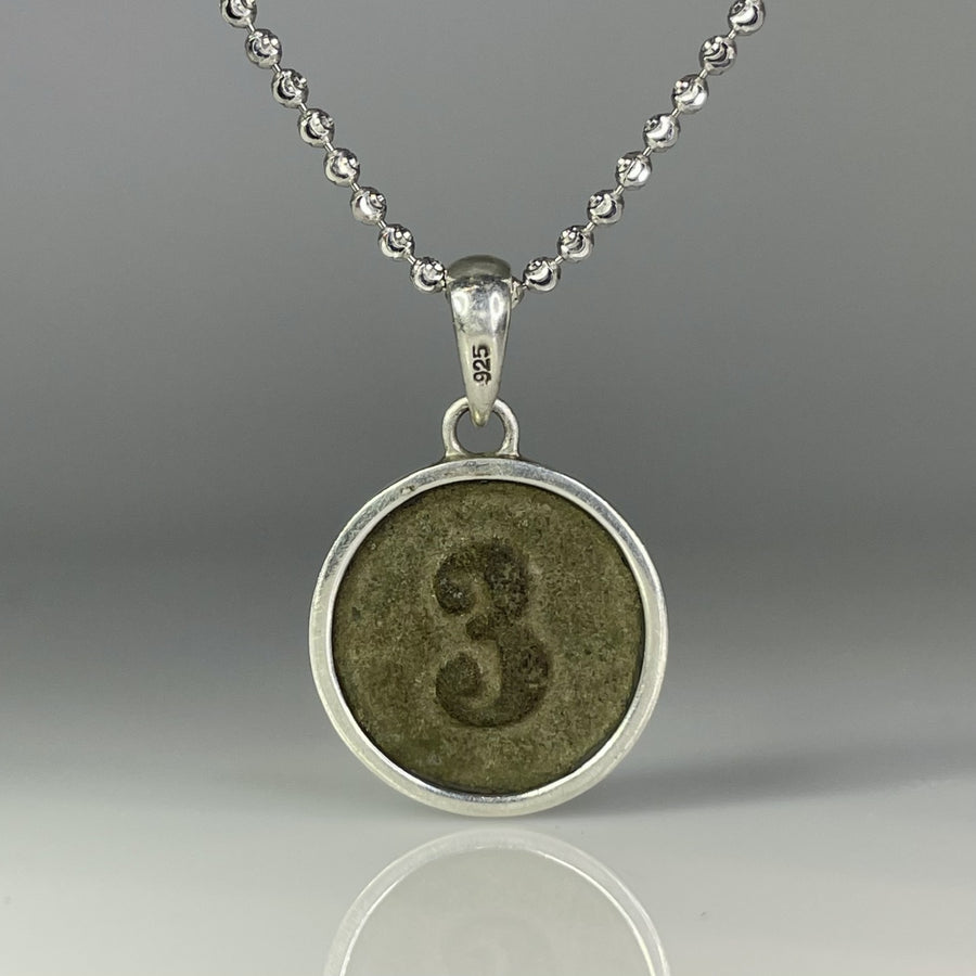 Sterling Silver and Bronze 1950's Three  Pence Coin Pendant Necklace