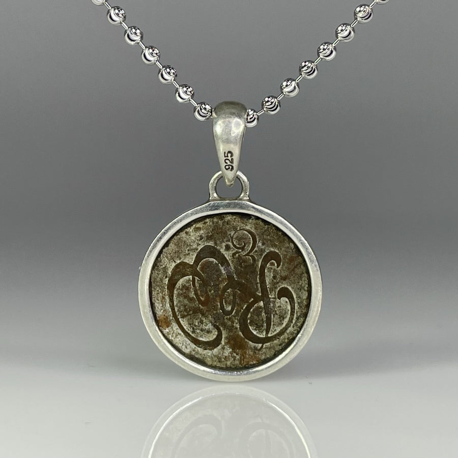 Sterling Silver and Bronze 1950's Sixpence Coin Pendant Necklace