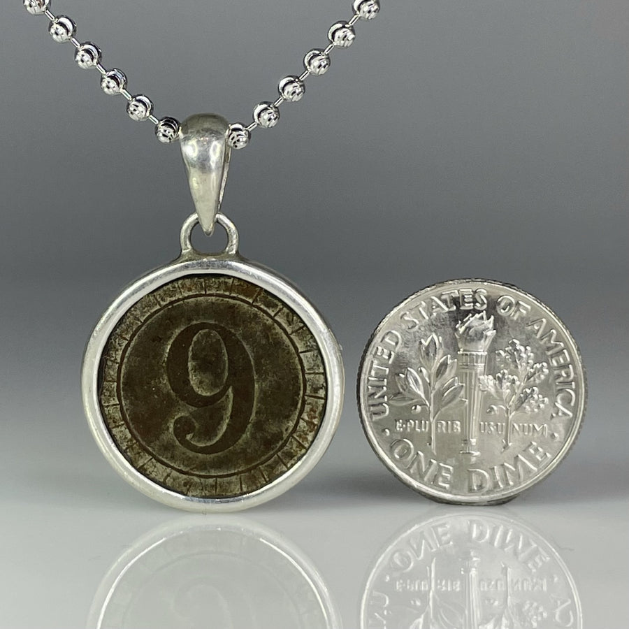 Sterling Silver and Bronze 1950's Sixpence Coin Pendant Necklace