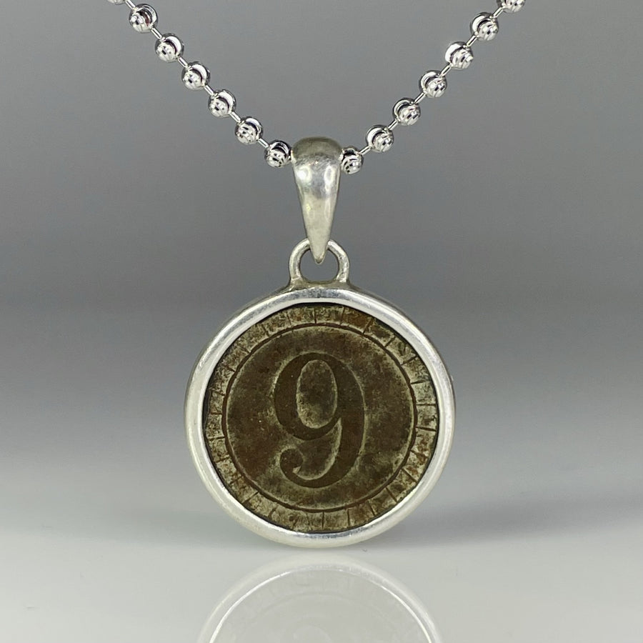 Sterling Silver and Bronze 1950's Sixpence Coin Pendant Necklace