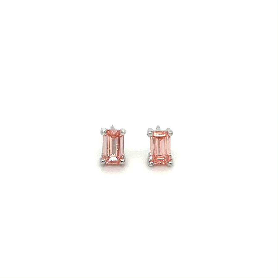 14K White Gold Lab Grown Pink Diamond Stud Earrings 1.0ct