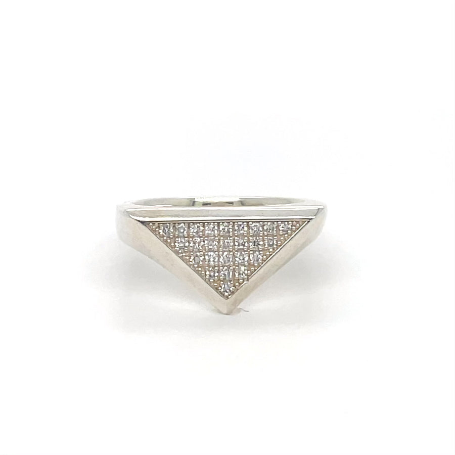 Sterling Silver Diamond Triangle Ring 0.25ct