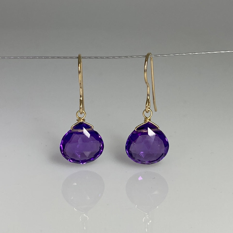 Amethyst Quartz Drop Earrings 10mm