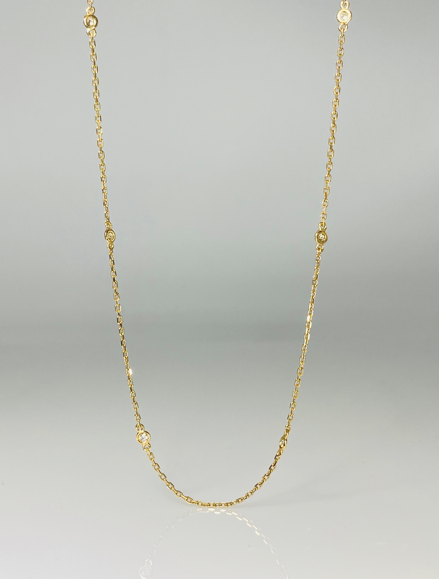 14K Yellow Gold Diamond By The Yard Necklace 0.23ct