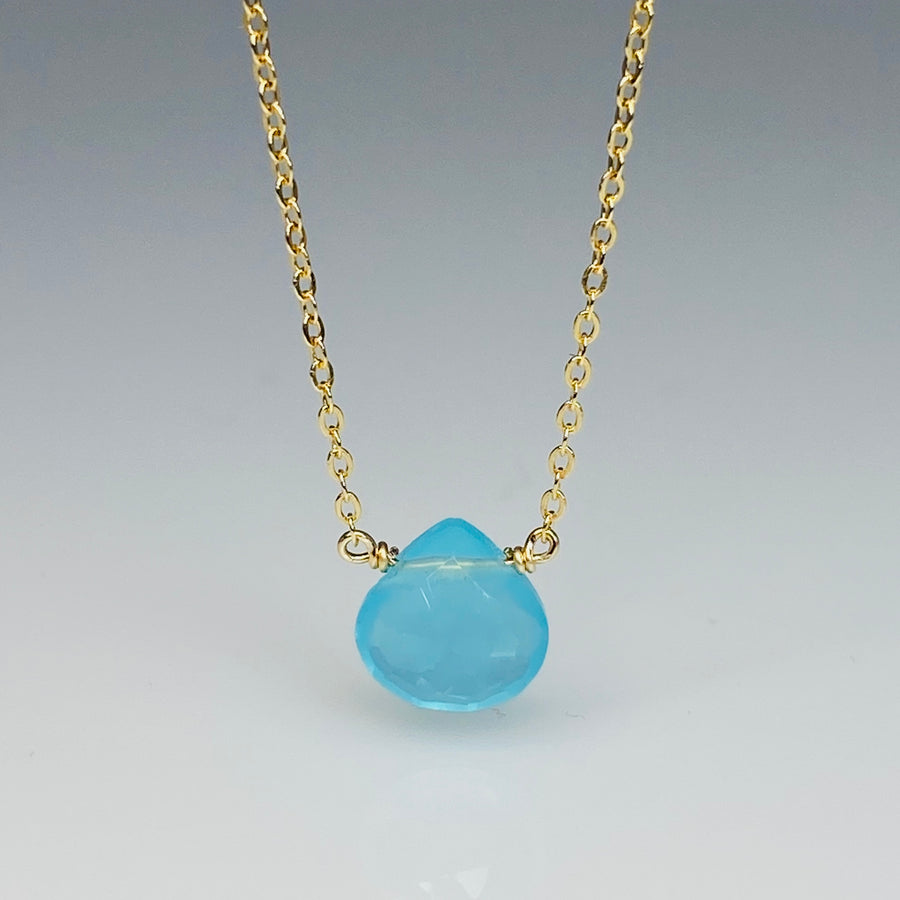 Baby Blue Chalcedony Necklace 8mm