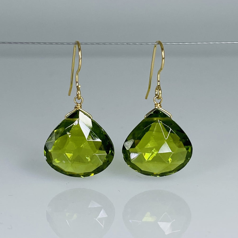 Peridot Drop Earrings 16x16mm