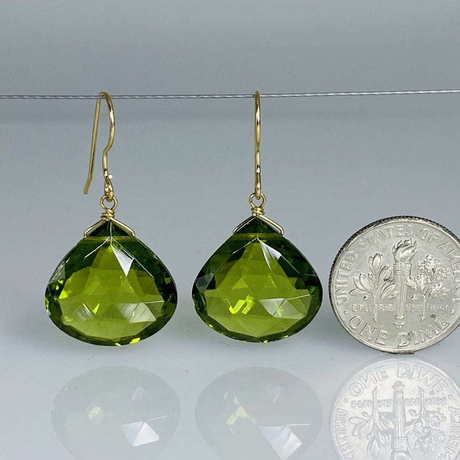 Peridot Drop Earrings 16x16mm