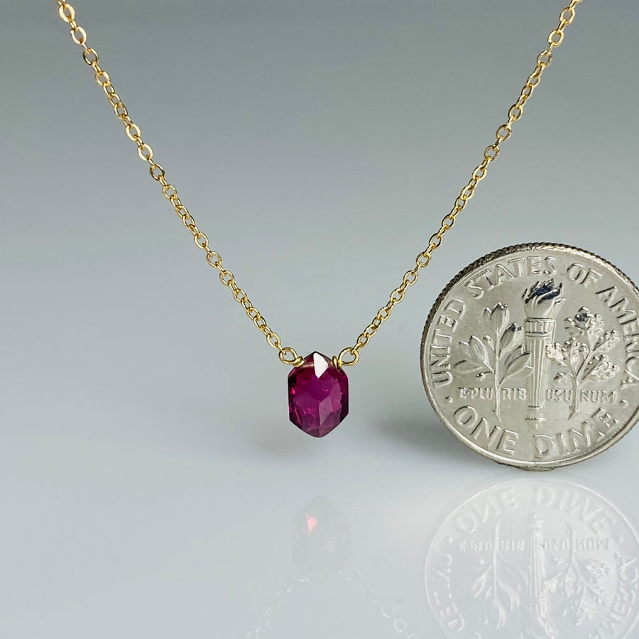 14K Yellow Gold Pink Tourmaline Necklace