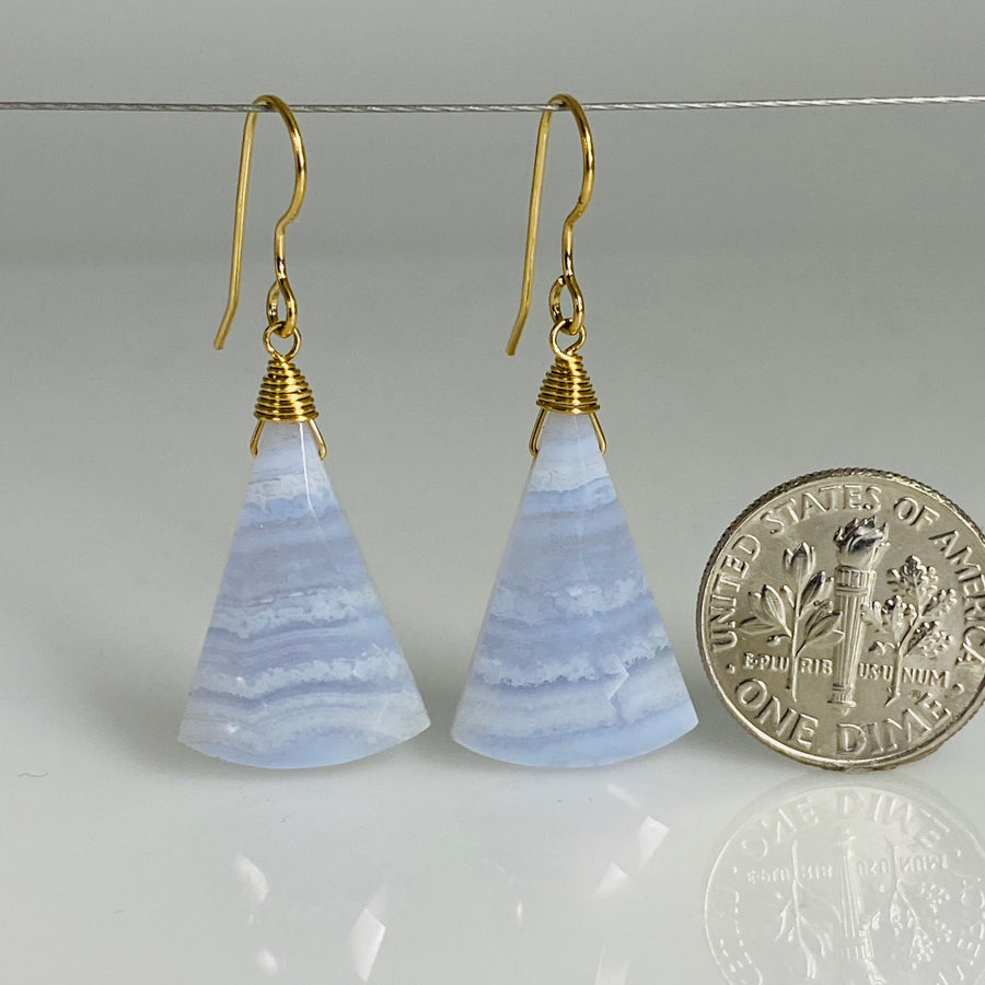 Chandelier Blue Lace Agate Drop Earrings 15x22mm