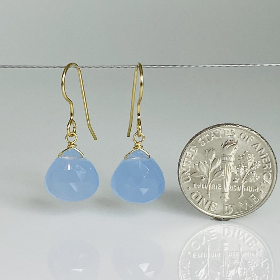 Blue Chalcedony Drop Earrings 10mm