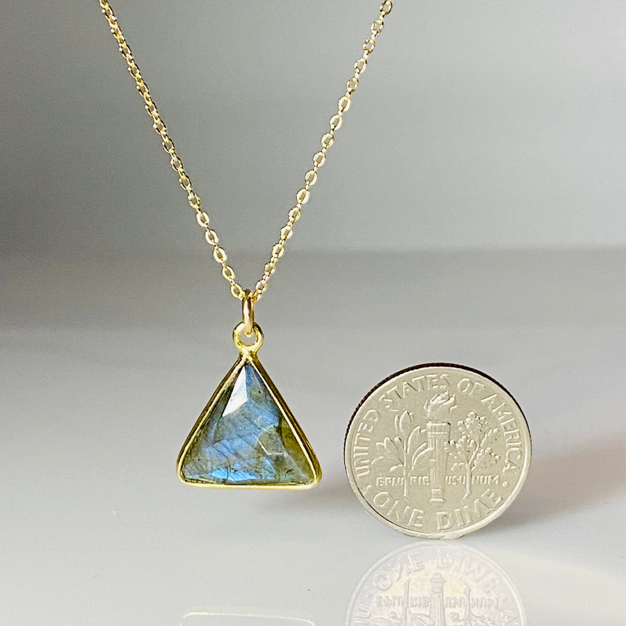 Labradorite Triangle Bezel Necklace