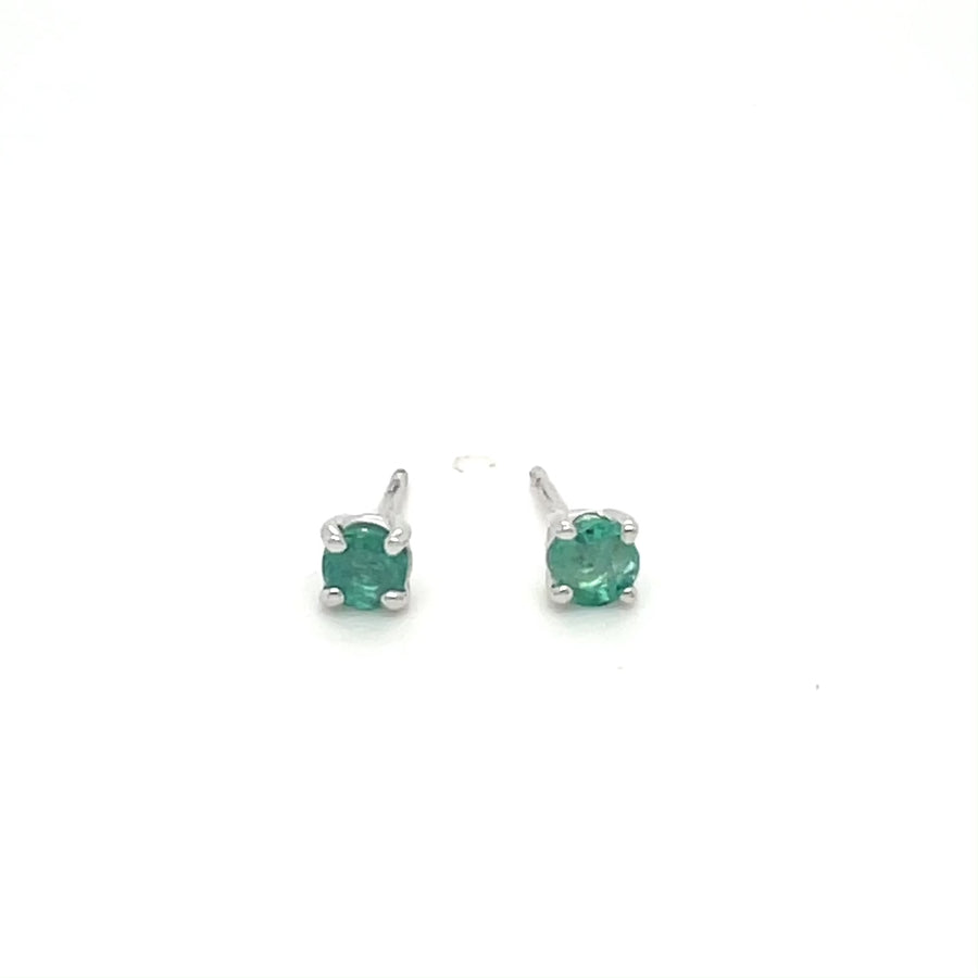 14K White Gold Emerald Stud Earrings 0.38ct